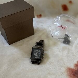 Gunmetal Deep Grey Rectangular watch with diamond accents